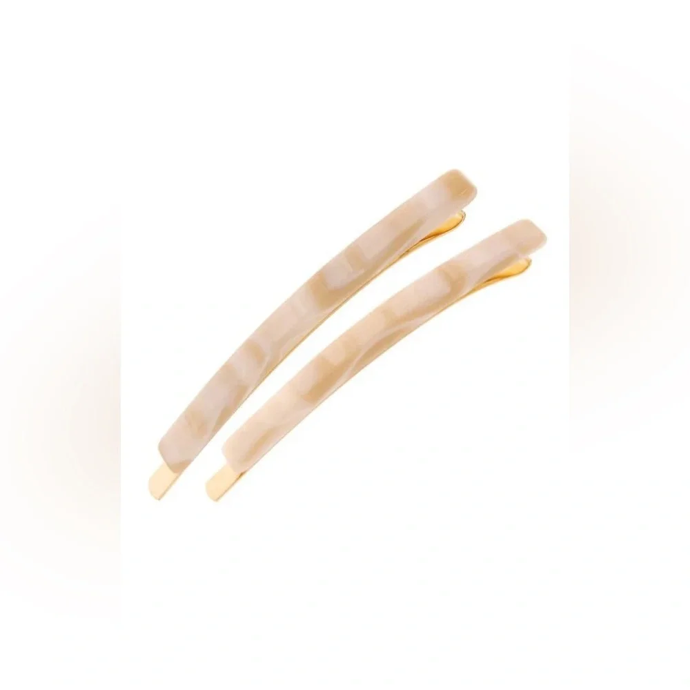 France Luxe Bobby Pin Pair on Gold Wire Set of 2 in Alba Ivory Gold